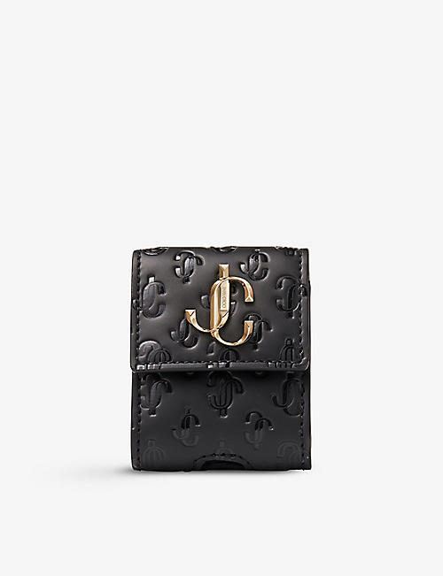 JIMMY CHOO: Brand-embossed leather AirPods case