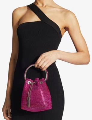 JIMMY CHOO Bon Bon crystal-embellished satin top-handle bag