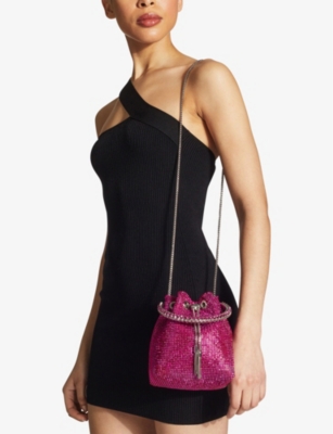 JIMMY CHOO Bon Bon crystal-embellished satin top-handle bag