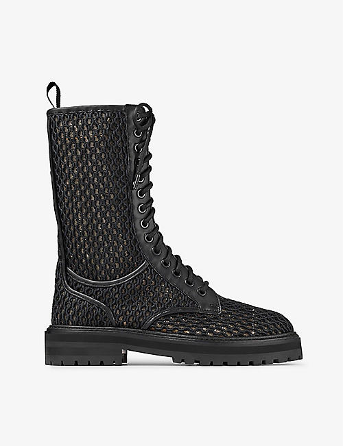 JIMMY CHOO: Cora lace-up rope combat boots
