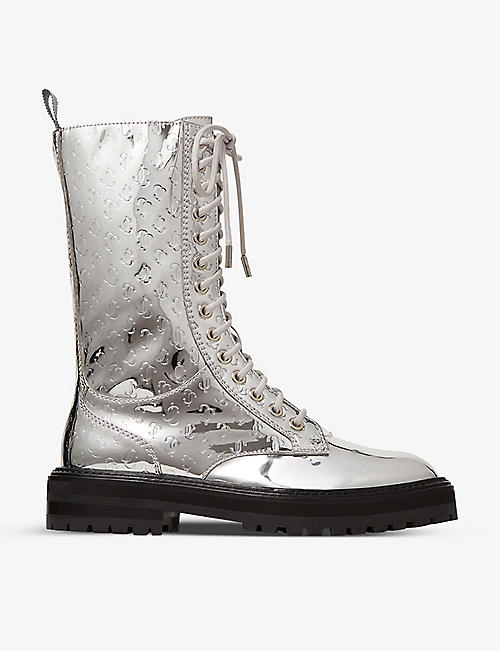 JIMMY CHOO: Cora mirrored high-top leather boots