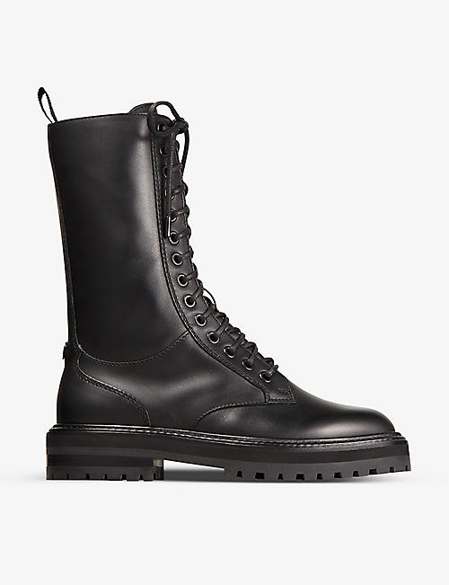 JIMMY CHOO: Cora lace-up high-top leather boots
