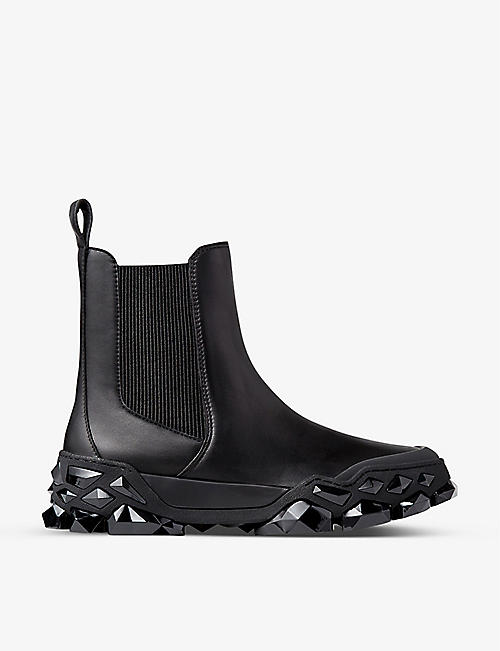 JIMMY CHOO: Diamond embellished leather Chelsea boots