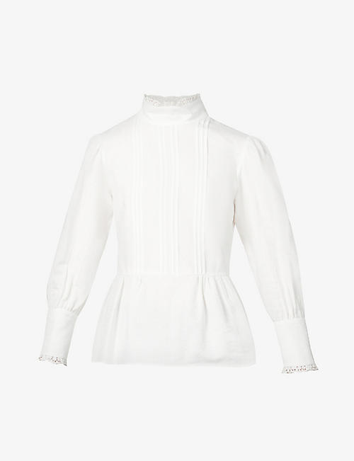 SEE BY CHLOE: Ruffled embroidered cotton-blend blouse