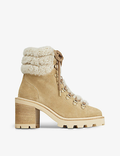 JIMMY CHOO: Eshe 65 shearling and suede ankle boots