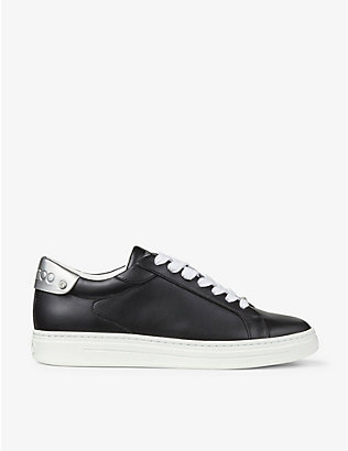JIMMY CHOO: Rome monogram-embossed leather and woven trainers