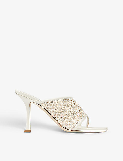 JIMMY CHOO: Seher 90 square-toe leather and rope mules