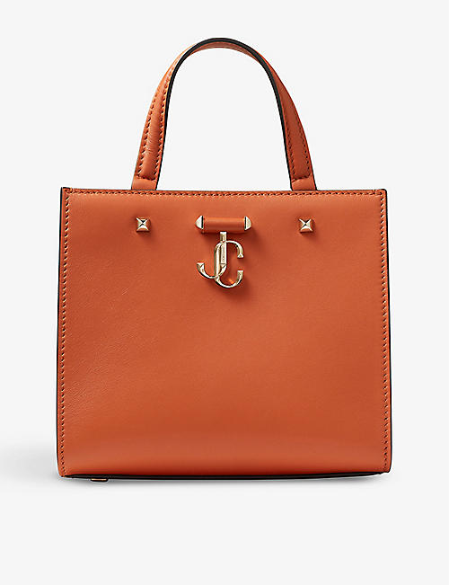 JIMMY CHOO: Varenna logo-embellished leather tote bag