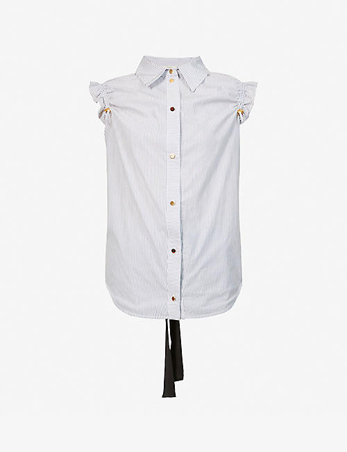 BROGGER: Helvi striped cotton-poplin shirt