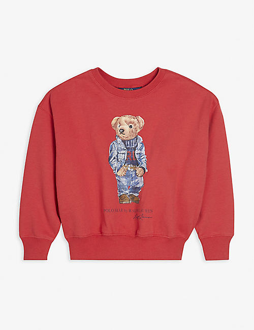 RALPH LAUREN: Polo Bear graphic-print cotton-blend sweatshirt 6-12 years