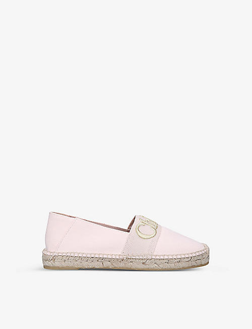 CHLOE: Monogram embroidered canvas espadrilles 6 months-2 years