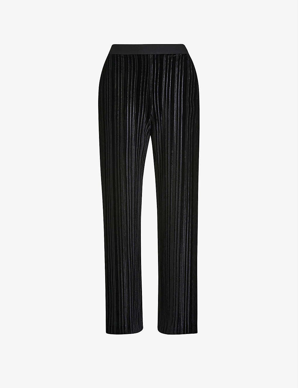 Whistles Womens Black Sarai Pleated Wide-leg High-rise Velvet Trousers 14