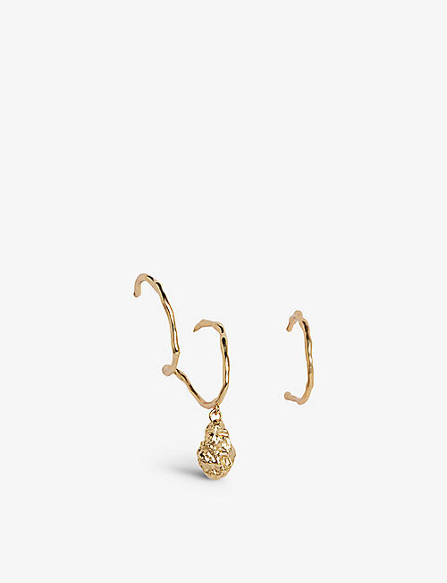 CLAUDIE PIERLOT: Asymetrique gold-plated brass hoop earrings