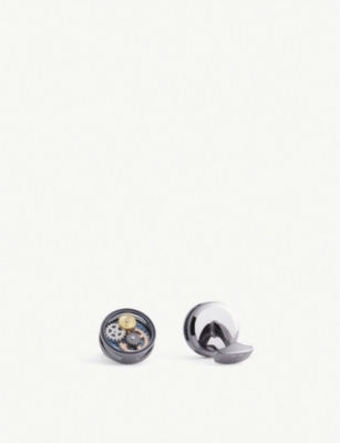 Shop Tateossian Tourbillon Gear Brass Cufflinks In Silver