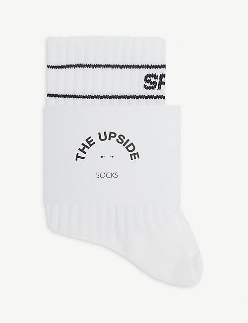 THE UPSIDE: Spirit pack of three branded cotton-blend socks