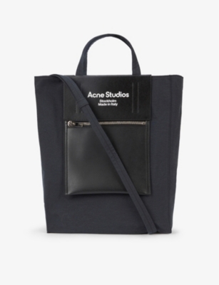 ACNE STUDIOS Baker leather and canvas tote bag