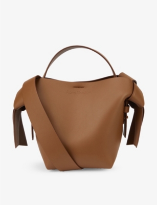 Shop Acne Studios Womens Camel Brown Musubi Mini Leather Shoulder Bag