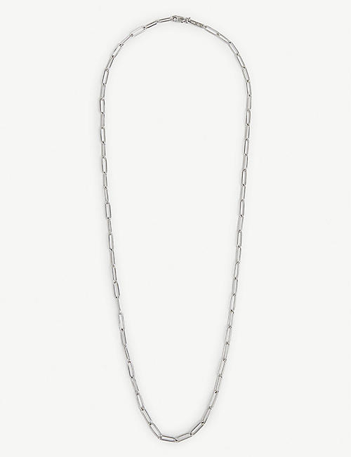 TOM WOOD: Box-chain white rhodium-plated sterling silver necklace
