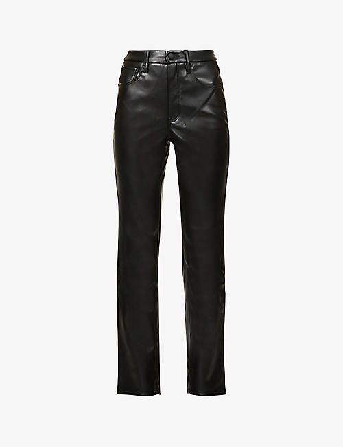GOOD AMERICAN: Good 90s Icon straight-leg high-rise faux leather jeans