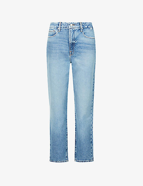 GOOD AMERICAN: Good Girlfriend straight high-rise stretch-denim jeans