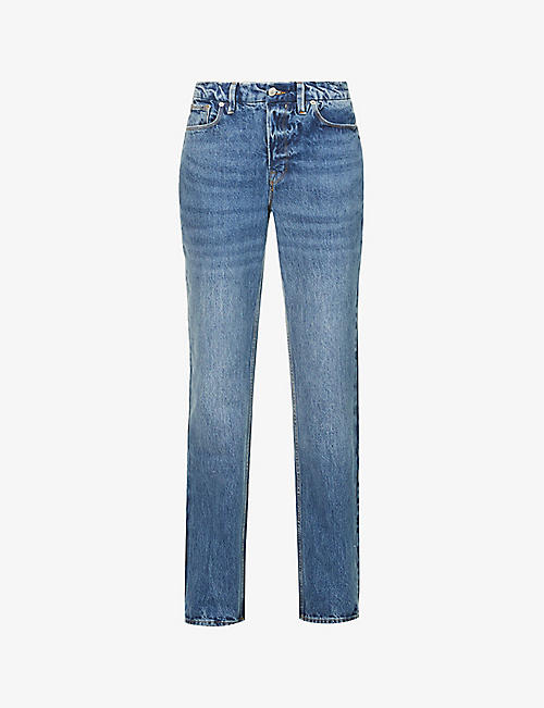 GOOD AMERICAN: Good Icon straight-leg high-rise denim jeans