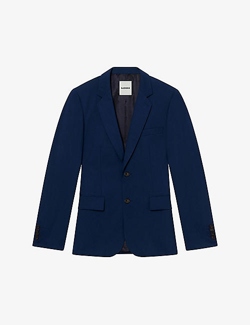 SANDRO: Formal single-breasted virgin-wool suit jacket