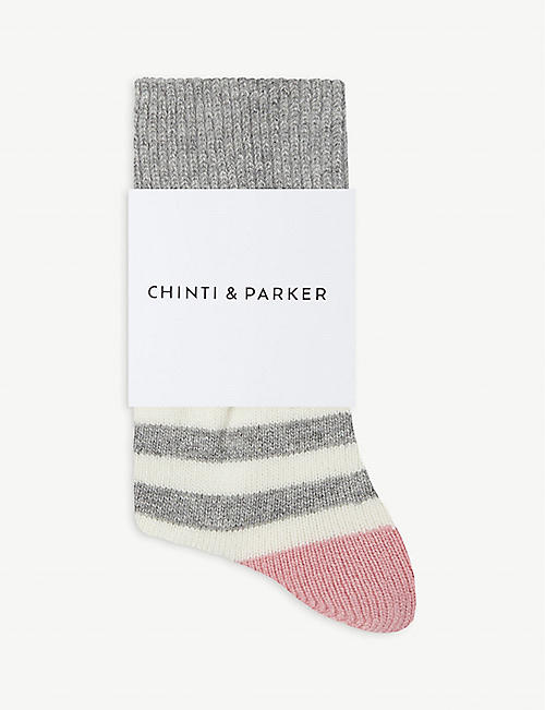 CHINTI AND PARKER: Striped wool-blend socks