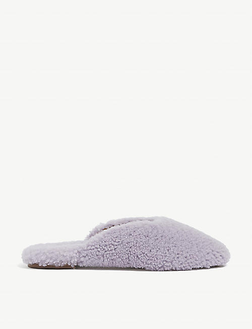 SLEEPER: Square-toe shearling slippers