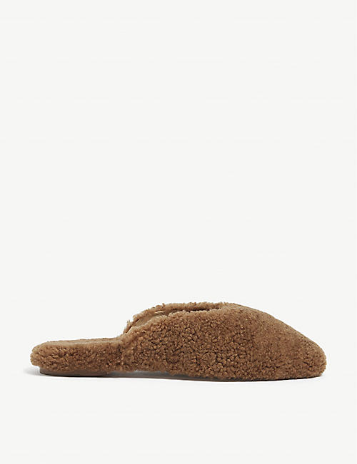 SLEEPER: Square-toe shearling slippers