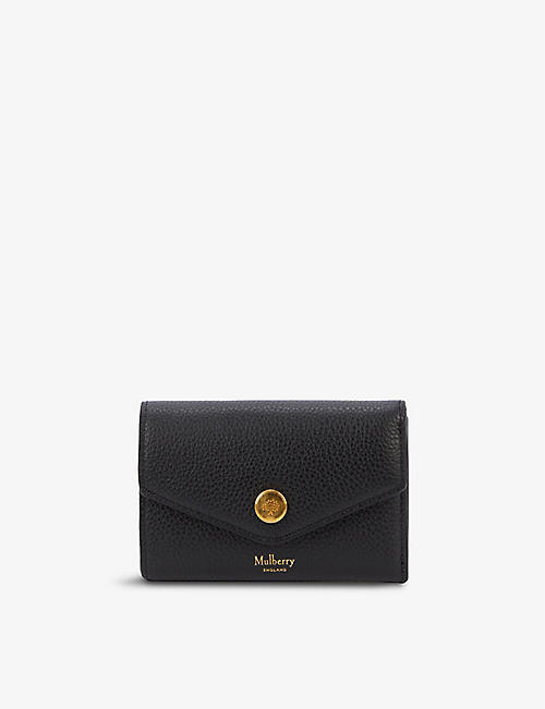 MULBERRY: Plaque-embellished grained leather folded wallet