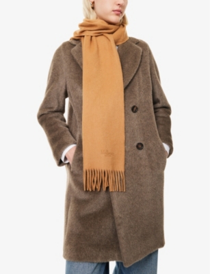 MULBERRY: Branded fringed cashmere scarf