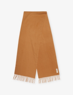 MULBERRY: Branded fringed cashmere scarf