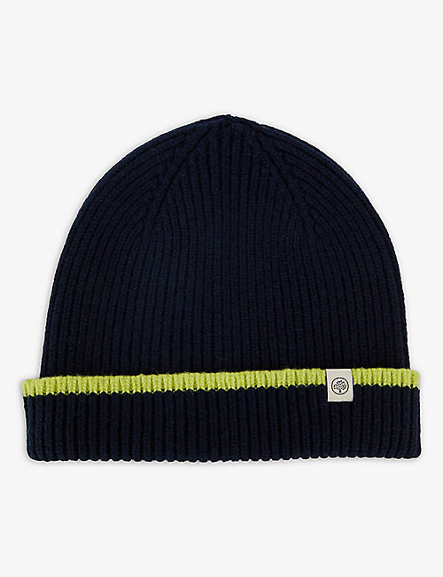MULBERRY: Contrast-trim wool-cashmere blend beanie hat