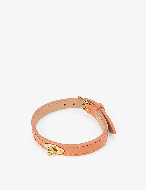 MULBERRY: Bayswater branded leather and brass bracelet