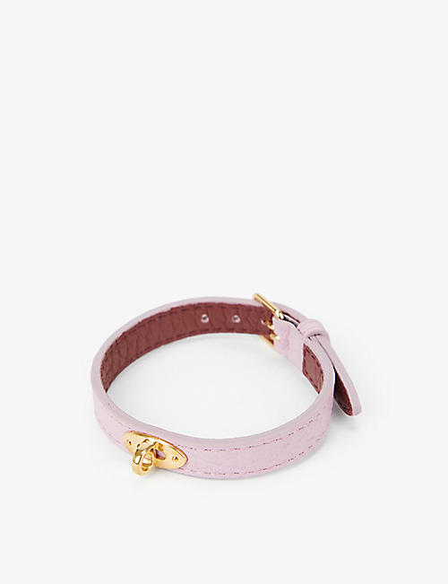 MULBERRY: Bayswater branded leather and brass bracelet