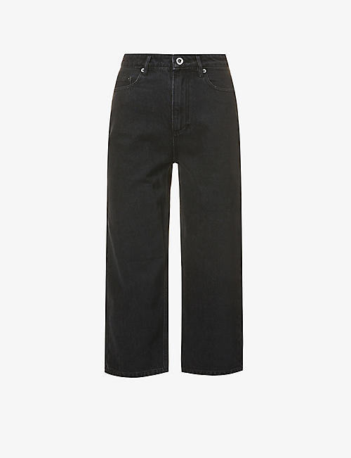 SELF-PORTRAIT: Cropped straight-leg high-rise denim jeans