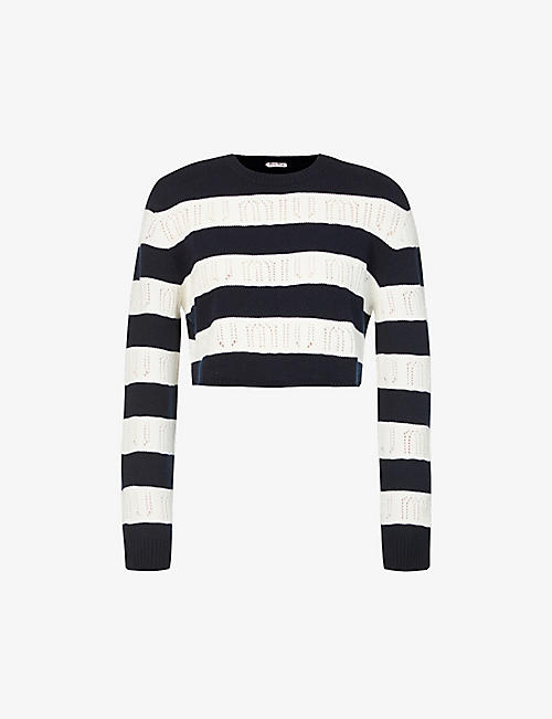 MIU MIU: Striped relaxed-fit cashmere jumper