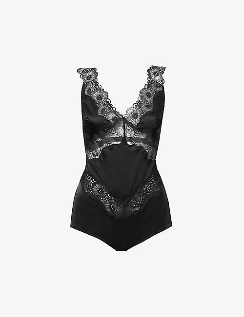 MYLA: Maida Vale lace-embroidered silk-blend body