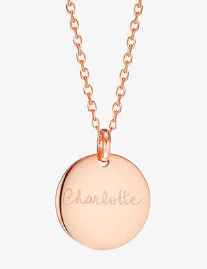 MERCI MAMAN Personalised disc-charm 18ct rose gold-plated brass necklace