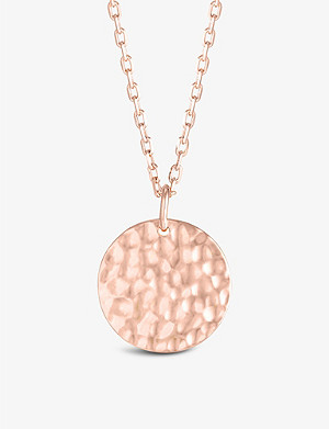 MERCI MAMAN Personalised hammered large 18ct rose gold-plated sterling-silver necklace