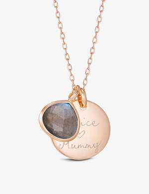 MERCI MAMAN Personalised Gemstone 18ct rose gold-plated brass and labradorite pendant necklace