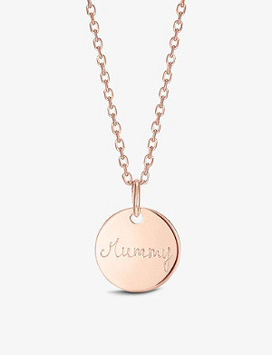 MERCI MAMAN Personalised Signature Disc 18ct rose gold-plated brass pendant necklace