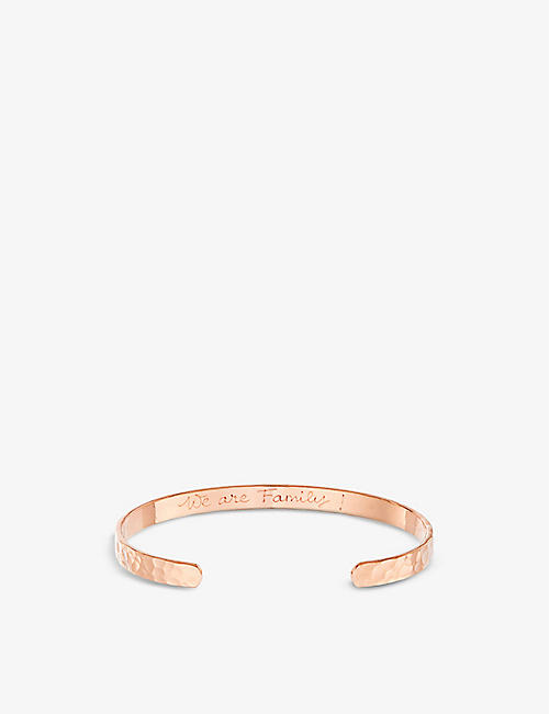 MERCI MAMAN: Personalised hammered 18ct rose gold-plated brass bangle