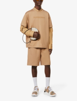 Burberry Beige And White Low Top Sneakers With Vintage Check Print And Rubber Sole In Canvas And Leather Man In Beige