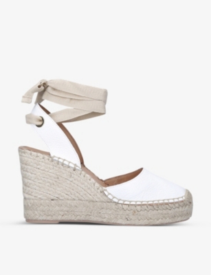 Carvela Comfort Spritz Tie Closed-toe Leather Wedge Espadrilles In Bone