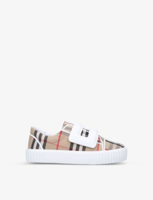 BURBERRY: Mark checked canvas low-top trainers 5-9 years