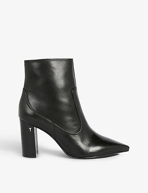 TED BAKER: Nysha block-heel leather ankle boots