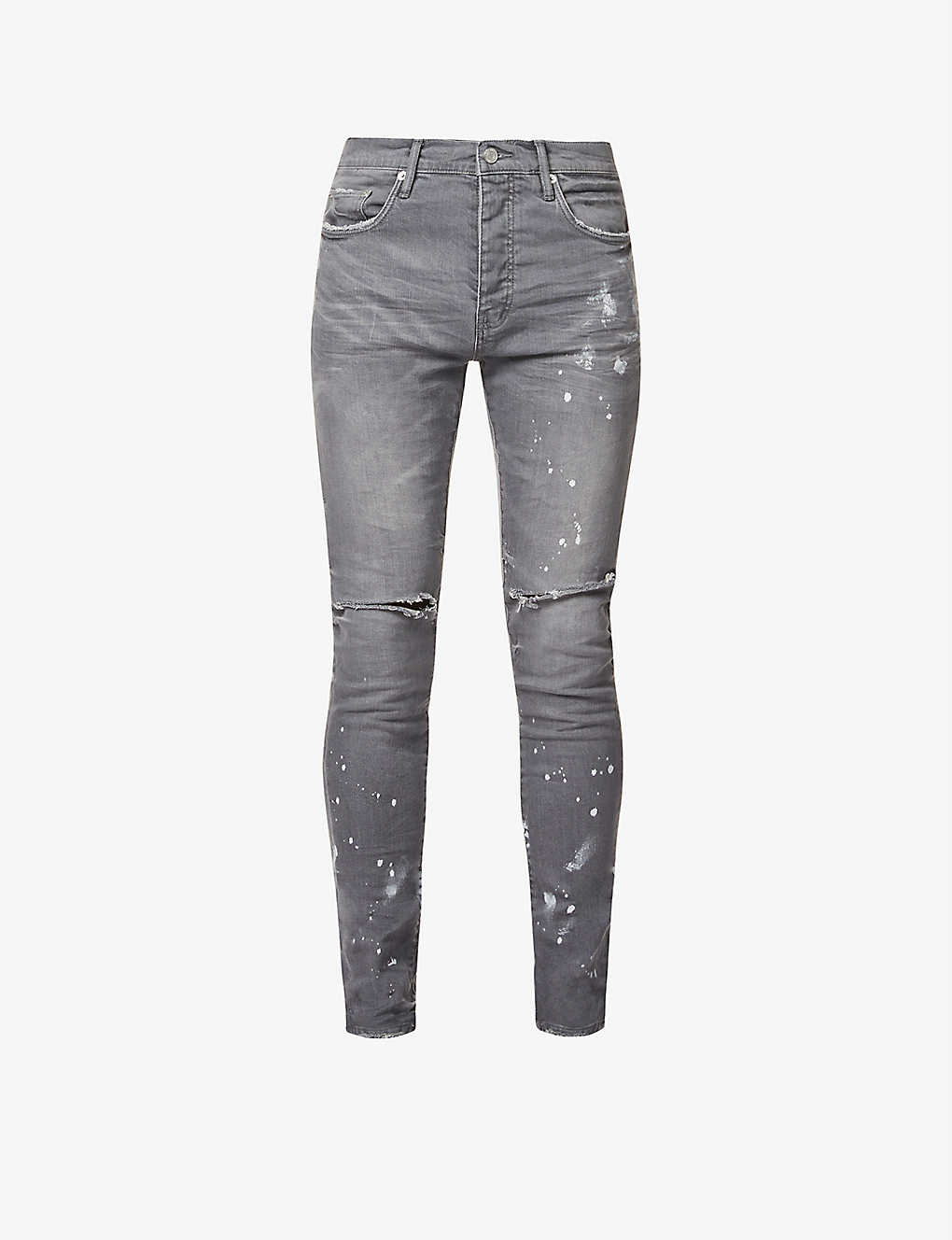 Purple Denim Ripped Slim-fit Skinny Stretch-denim Jeans In Grey