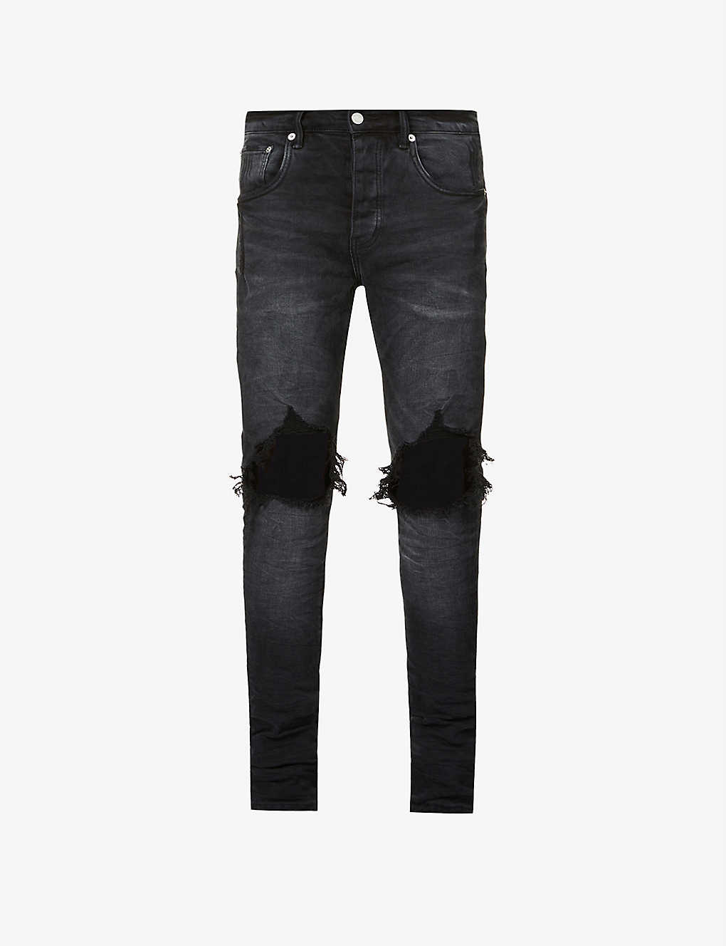 PURPLE BRAND - Black Wash Blowout skinny stretch-denim jeans ...