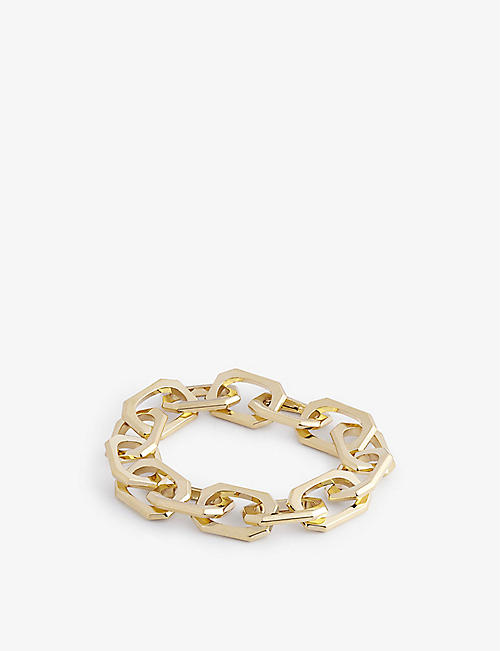 PD PAOLA: Signature large 18ct yellow gold-plated brass bracelet